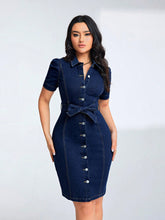 Belted Slim Fit Denim Shirt Dress